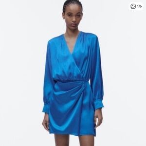Zara Vibrant Blue Satin Mini Dress